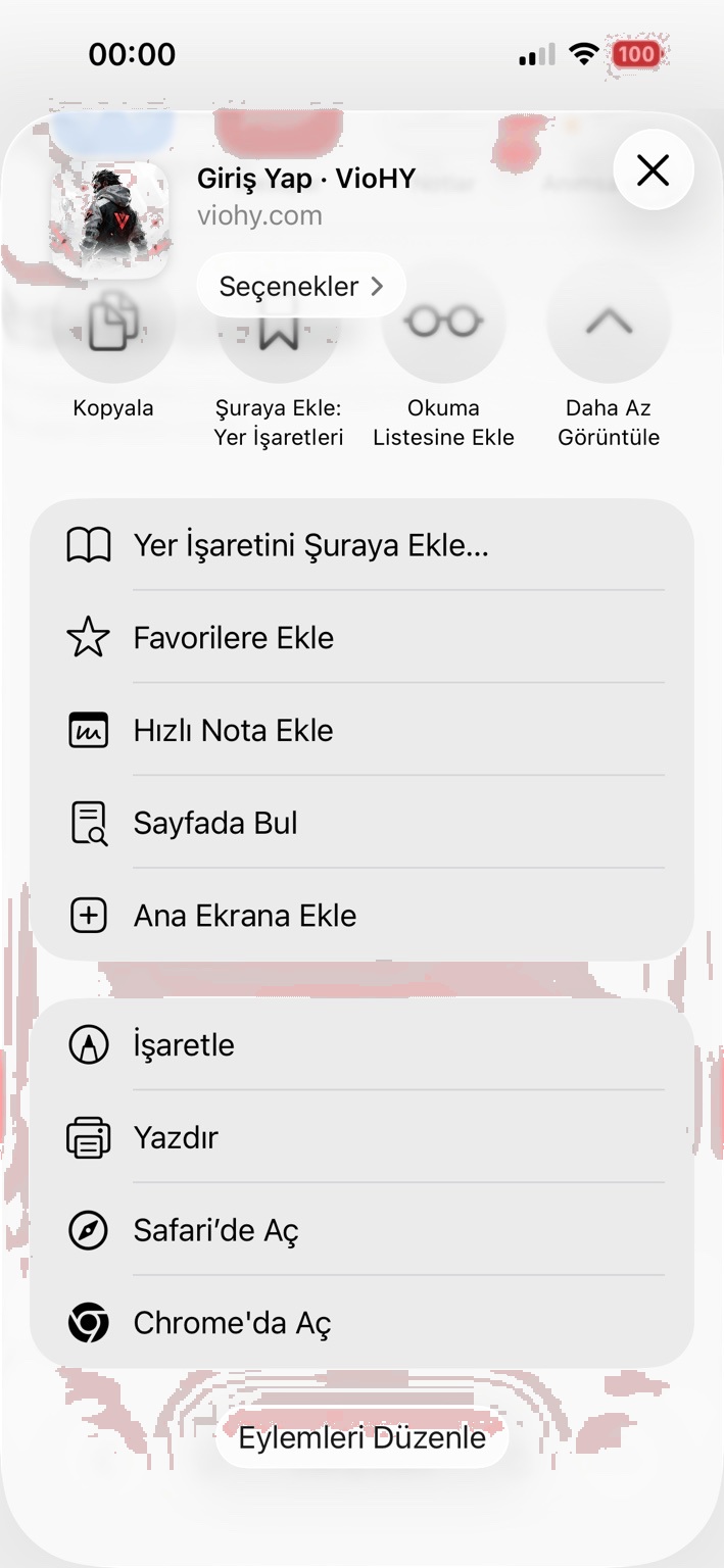 iOS paylaş menüsünde Ana Ekrana Ekle seçeneği